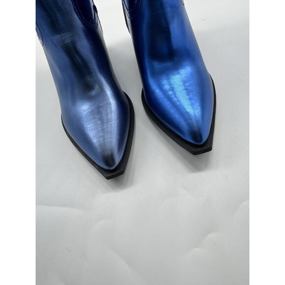 Corkys Hey Girl Blue Metallic Howdy Cowgirl Mid Calf Boots Womens Size 7 Western - Picture 7 of 11